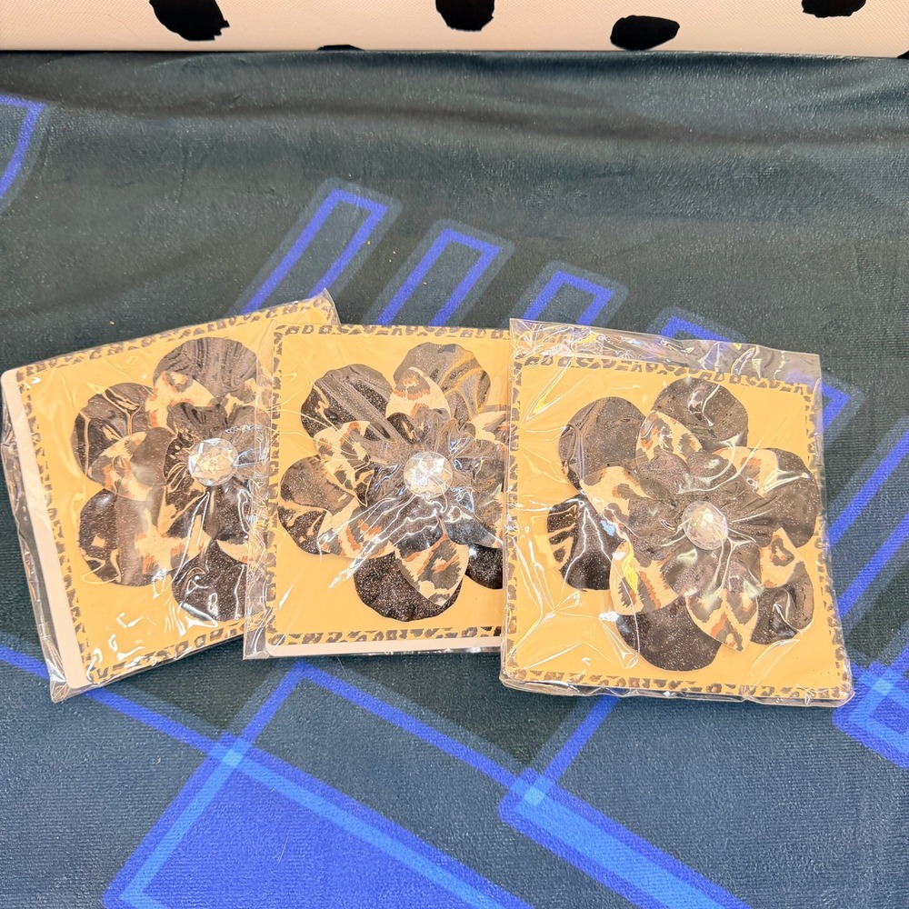 Michaels Flower Clip Womens Brown Leopard Print Rhinestone Accents 3 Packs of 2